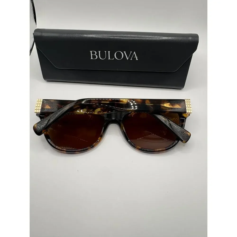 Bulova 9G1013 Cat Eye Sunglasses Brown Demi Tortoise Women's Case